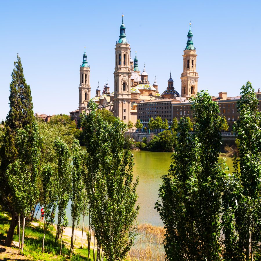 Basilica of Our Lady of the Pillar in summer. Zaragoza, Aragon