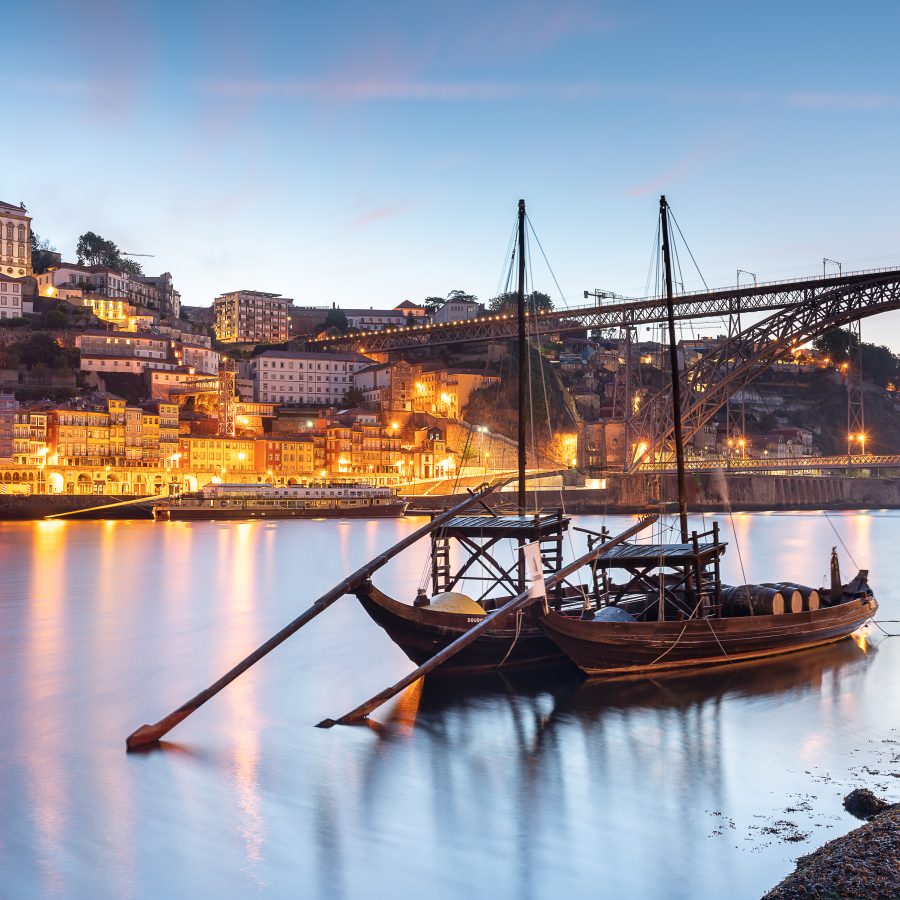 panoramic view of the city of Oporto and the Douro river in Portugal